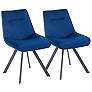 Redruth Classic Blue Velvet Fabric Dining Chairs Set of 2 in scene