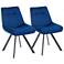 Redruth Classic Blue Velvet Fabric Dining Chairs Set of 2