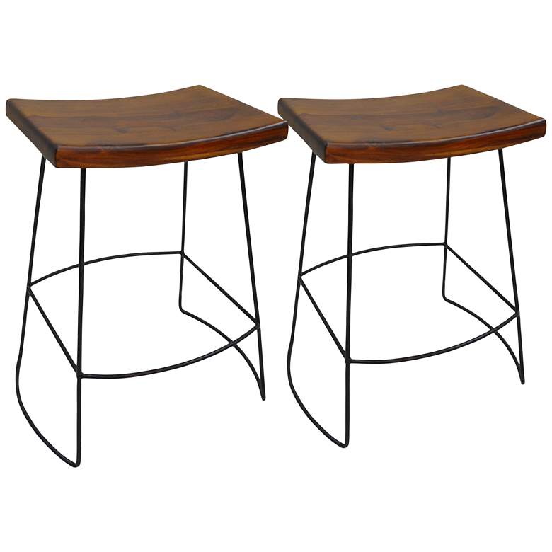 Image 1 Reece 24" Chestnut Wood Counter Stool