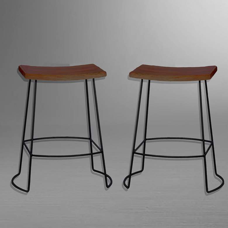 Image 4 Reece 24" Chestnut Wood Counter Stool more views