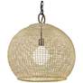 Reed 19 1/2" Wide Matte Black 1-Light Pendant With Bamboo