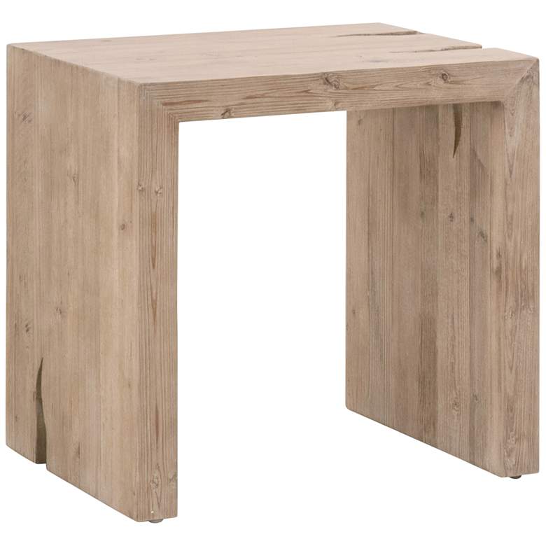 Image 1 Reed 24 inch Wide Smoke Gray Pine Wood Rectangular End Table