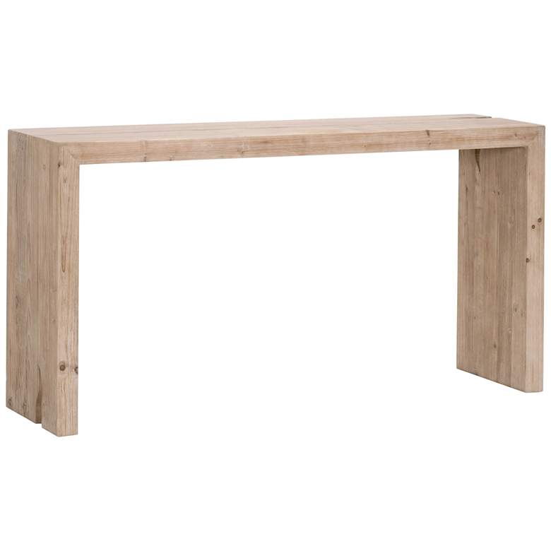 Image 1 Reed 58" Wide Smoke Gray Pine Wood Rectangular Console Table