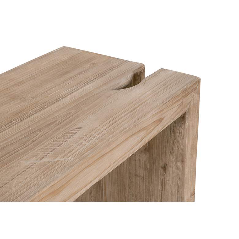 Image 4 Reed 58" Wide Smoke Gray Pine Wood Rectangular Console Table more views