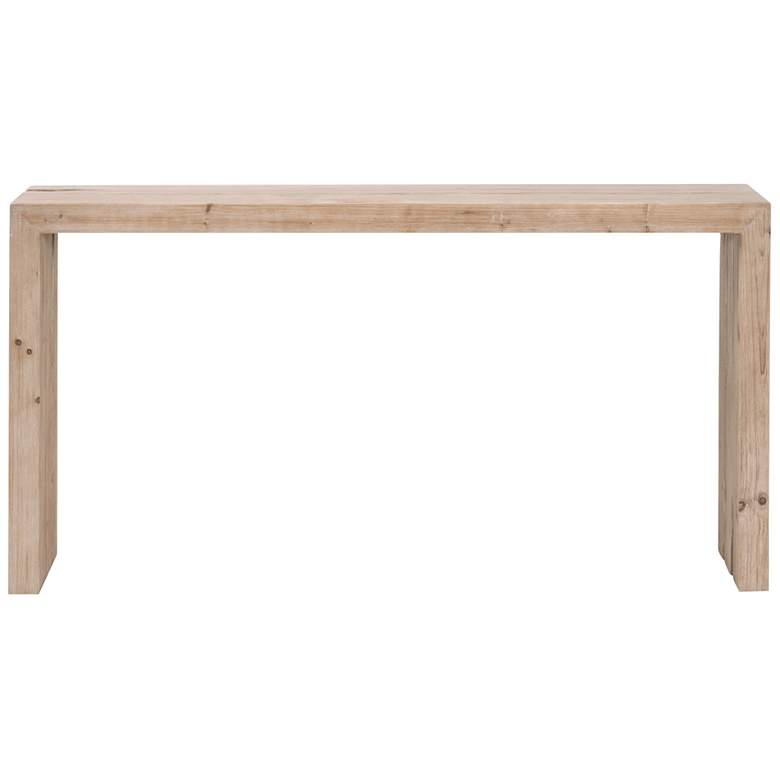 Image 6 Reed 58 inch Wide Smoke Gray Pine Wood Rectangular Console Table more views