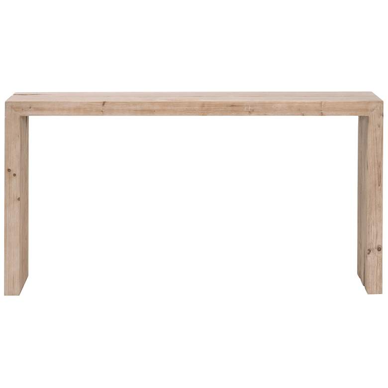Image 6 Reed 58" Wide Smoke Gray Pine Wood Rectangular Console Table more views