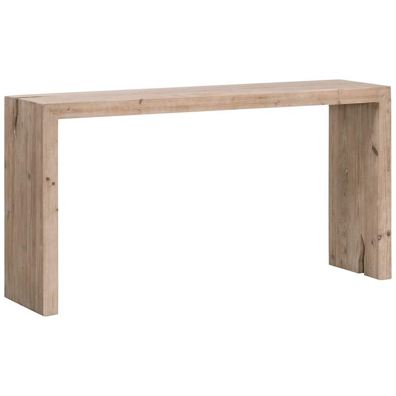 Image 7 Reed 58" Wide Smoke Gray Pine Wood Rectangular Console Table more views