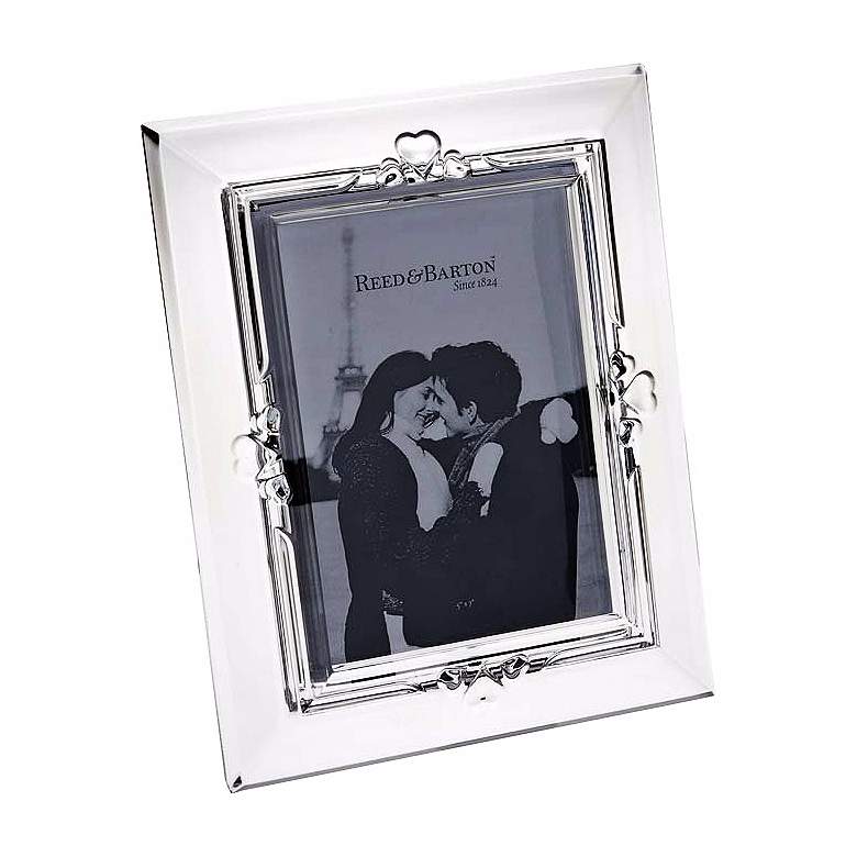 Image 1 Reed and Barton Engravable Heart 5x7 Crystal Picture Frame