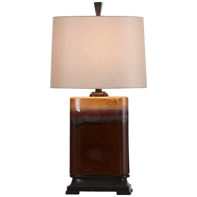 Image 2 Reed Burnt Red and Orange Reactive Glazed Ceramic Table Lamp