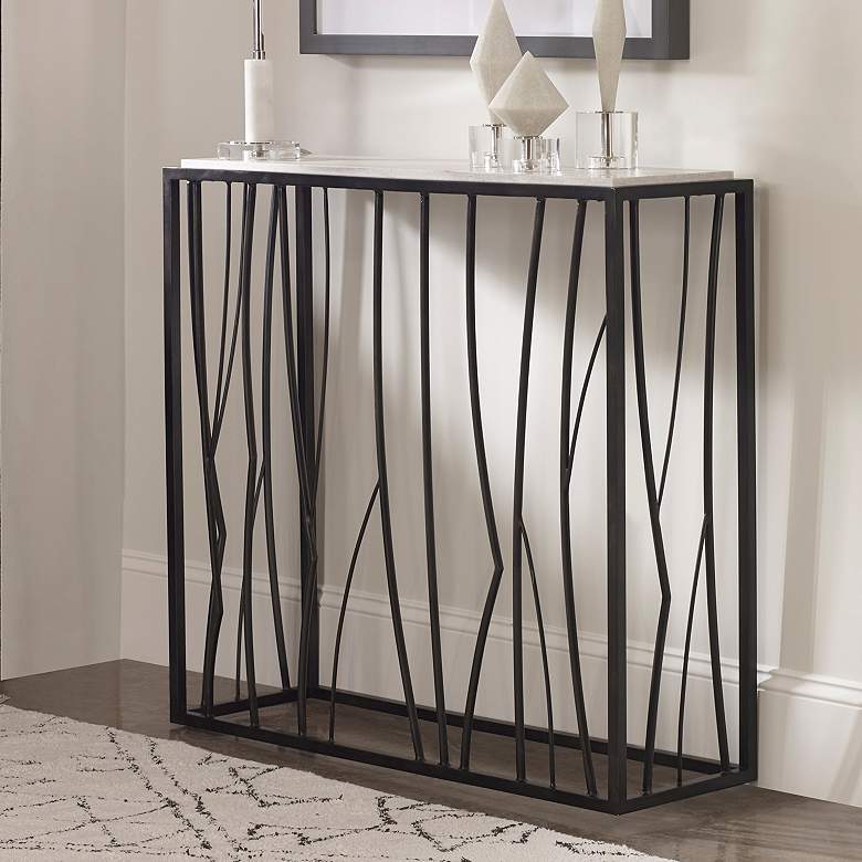 Image 1 Reed Travertine Console Table