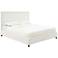 Reed White Velvet Queen Bed with Nail Head Trim