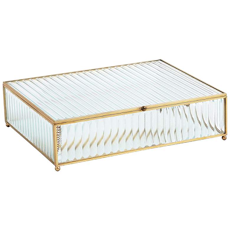 Image 1 Reeded Glass 11 1/4 inch Wide Clear Decorative Box