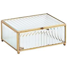 Image1 of Reeded Glass 7" Wide Clear Decorative Box