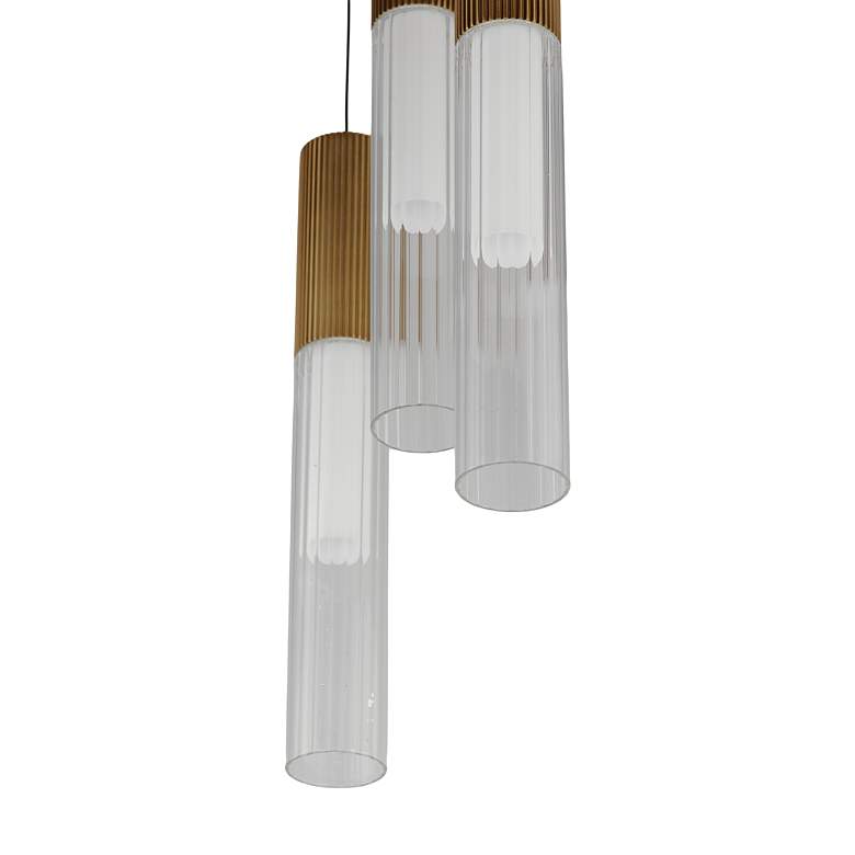 Image 4 Reeds 11 3/4" Wide Gold Glass 3-Light LED Mini Pendant more views