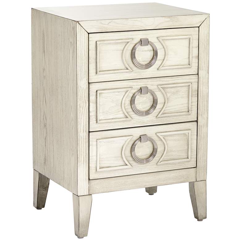 Image 3 Reeds 19 inch Wide White 3-Drawer Wood Accent Table