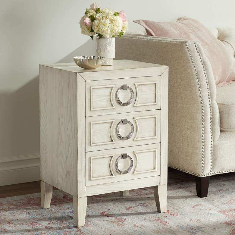 Image 2 Reeds 19" Wide White 3-Drawer Wood Accent Table