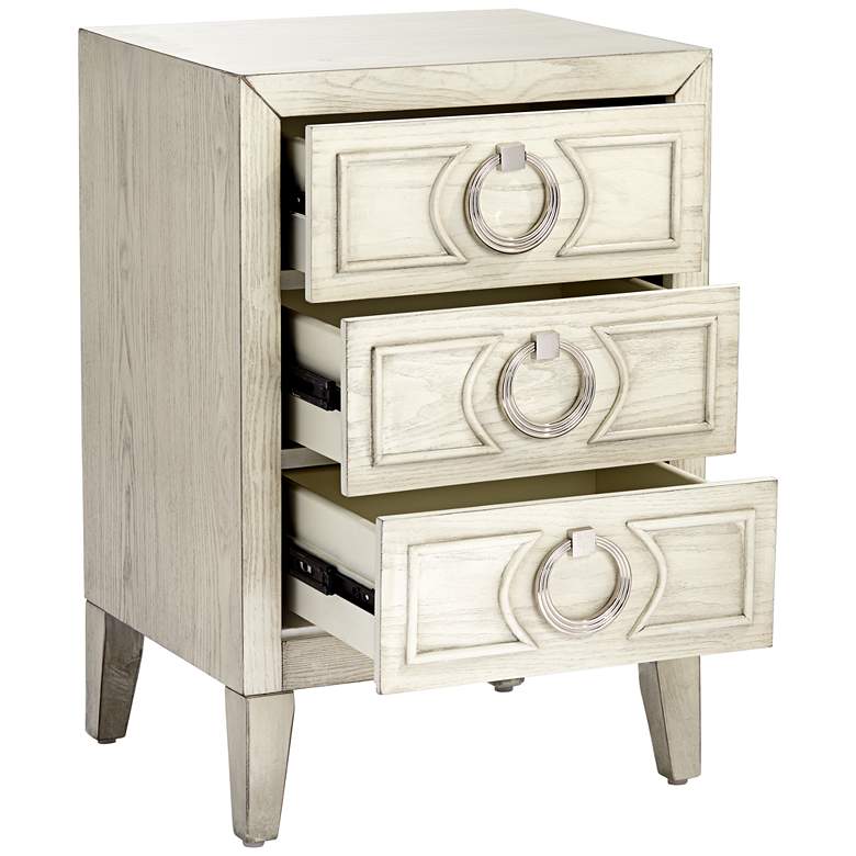 Image 7 Reeds 19" Wide White 3-Drawer Wood Accent Table more views