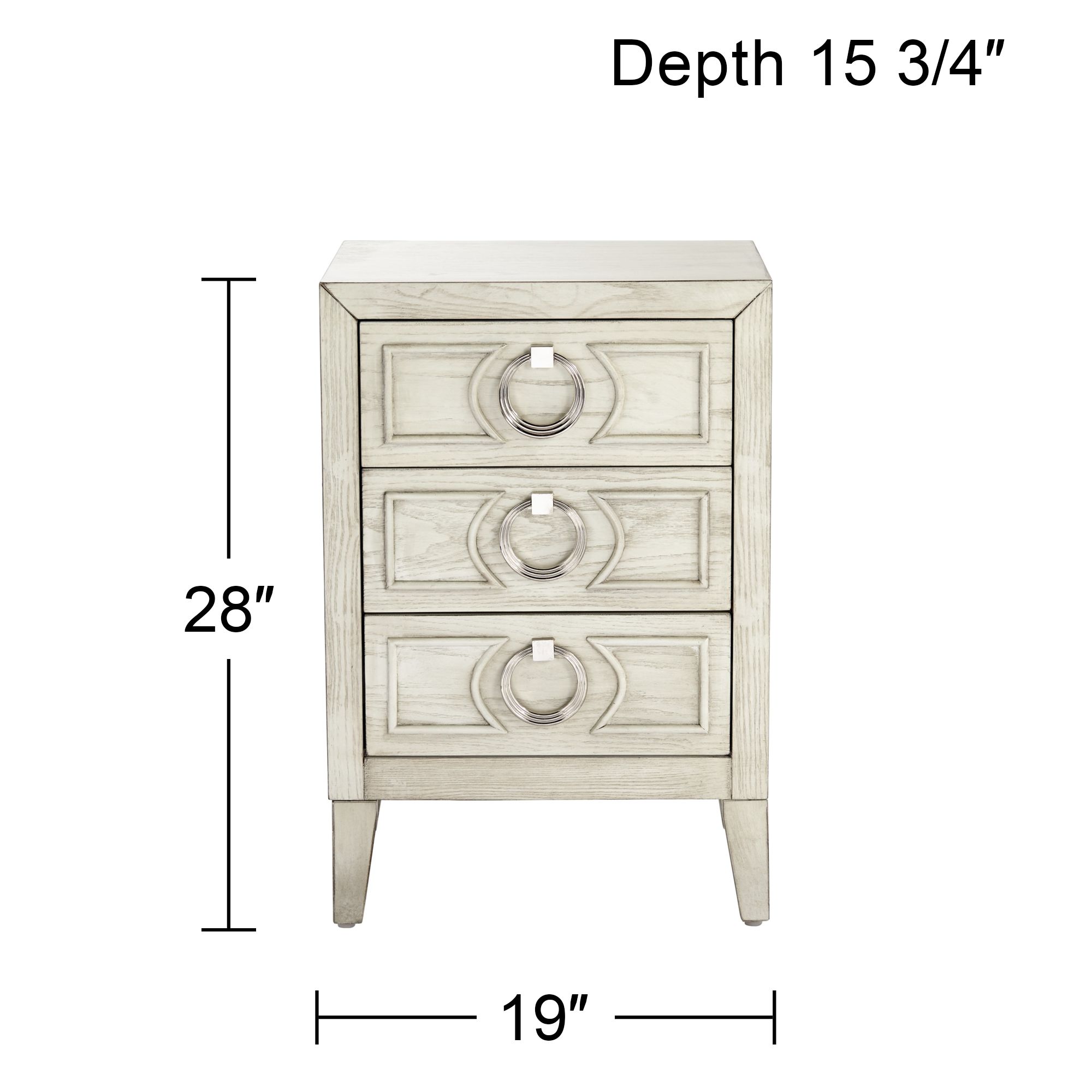 Reeds 19" Wide White 3-Drawer Wood Accent Table in scene