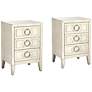 2_Reeds 19" Wide White 3-Drawer Wood Accent Tables Set of 2