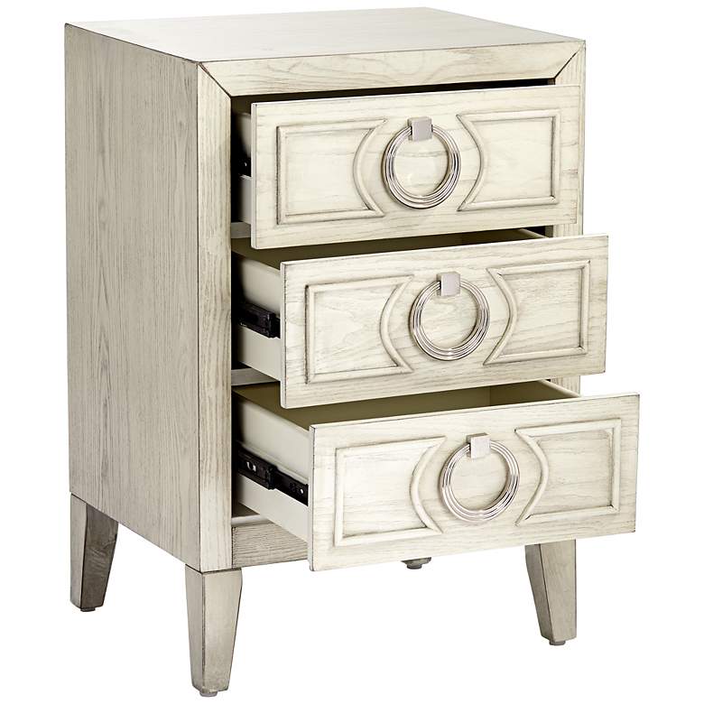 Image 6 Reeds 19" Wide White 3-Drawer Wood Accent Tables Set of 2 more views