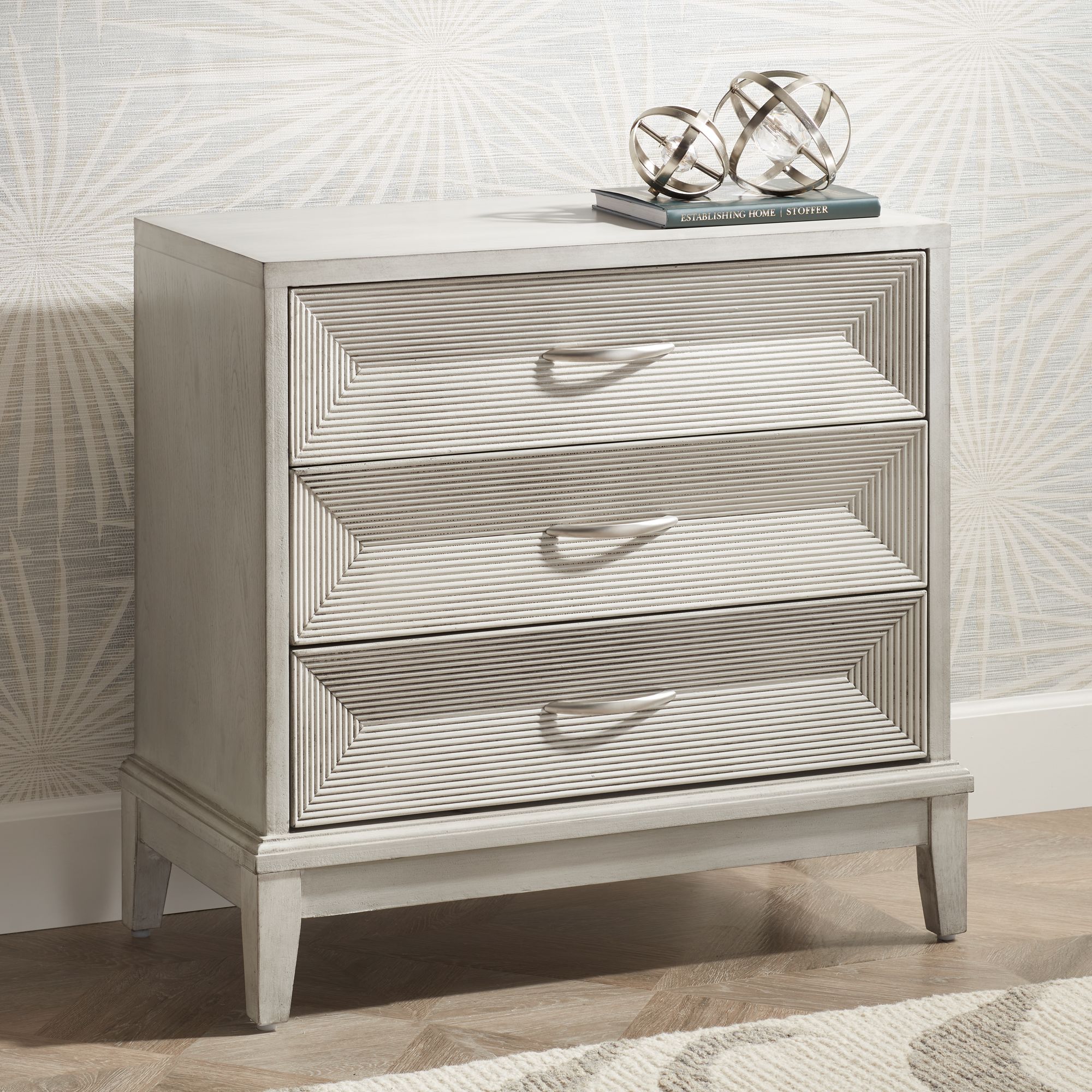 Reeds 31 1/2" Wide White 3-Drawer Wood Accent Chest