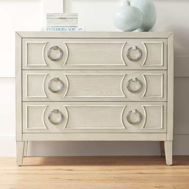 Image 1 Reeds 39 1/2 inch Wide White Wood 3-Drawer Accent Chest