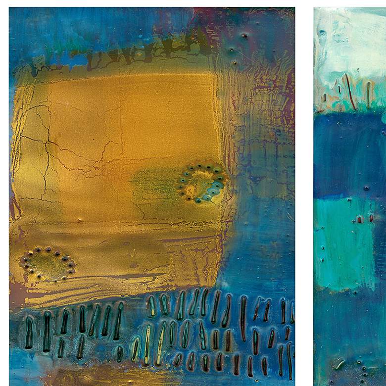 Image 3 Reedy Blue I and III 65 1/2" High 2-Piece Glass Wall Art Set more views