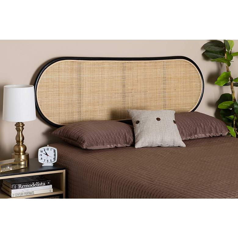 Image 1 Reegan Two-Tone Black Natural Rattan Queen Size Headboard