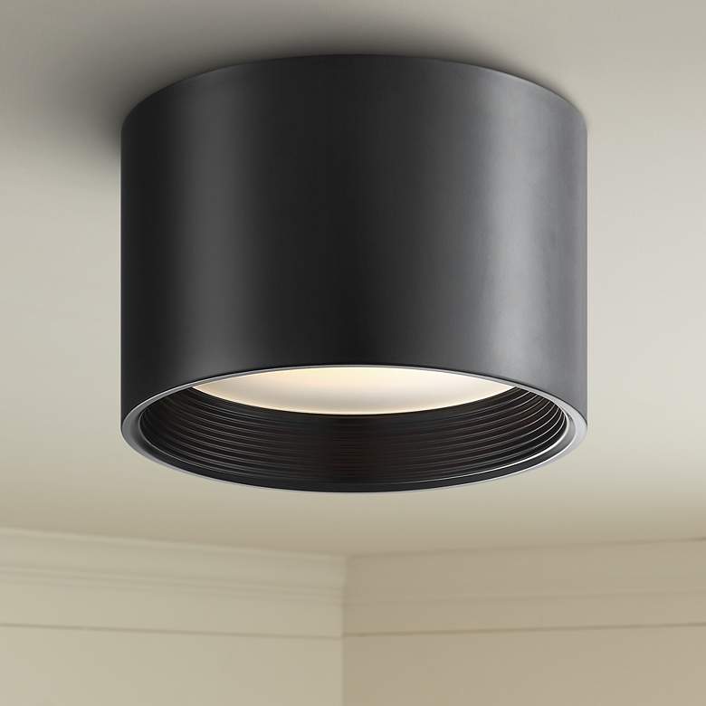 Image 1 Reel 8" Wide Black LED Cylinder Ceiling Light