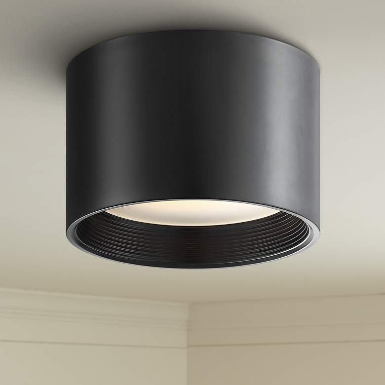 Image 1 Reel 8 inch Wide Black LED Cylinder Ceiling Light