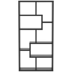 Reena 71&quot; High Black Wood Modern Geometric Bookcase