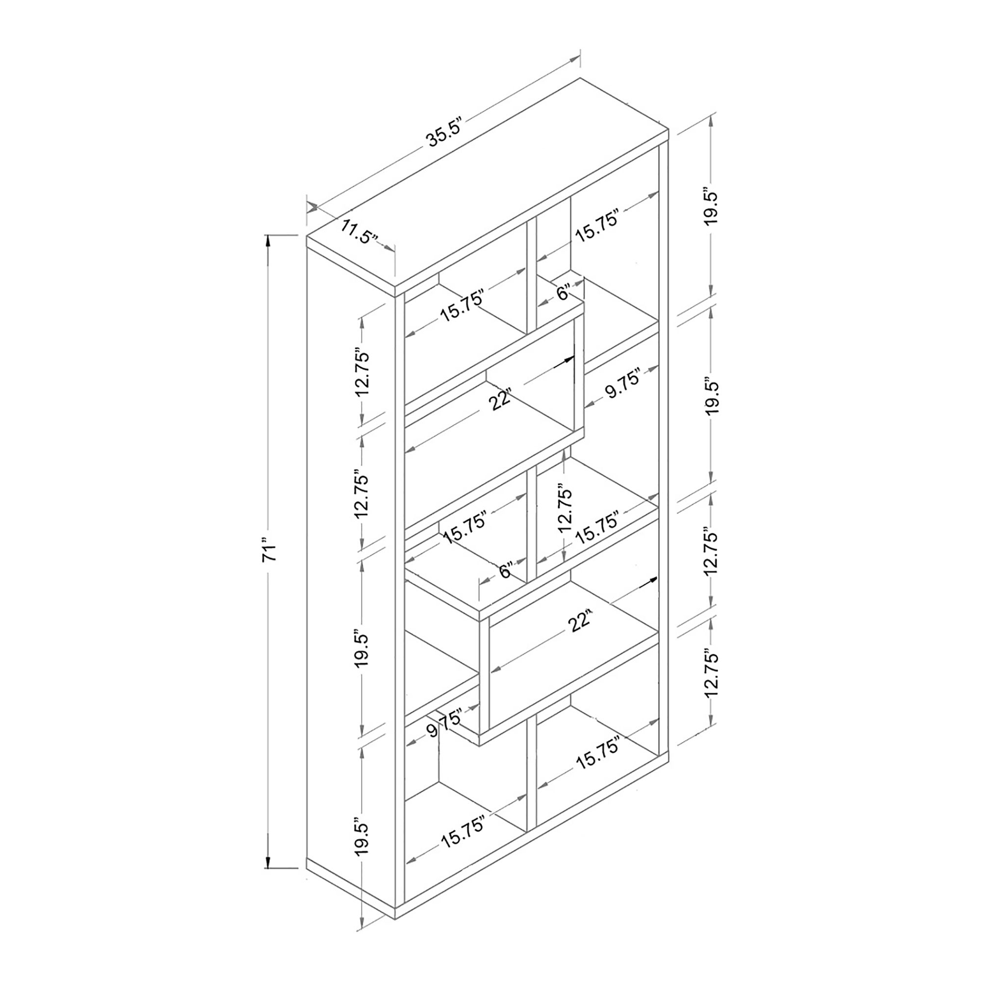 Image 7 Reena 71" High Black Wood Modern Geometric Bookcase more views