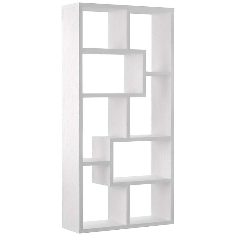 Image 3 Reena 71 inch High White Wood Modern Geometric Bookcase