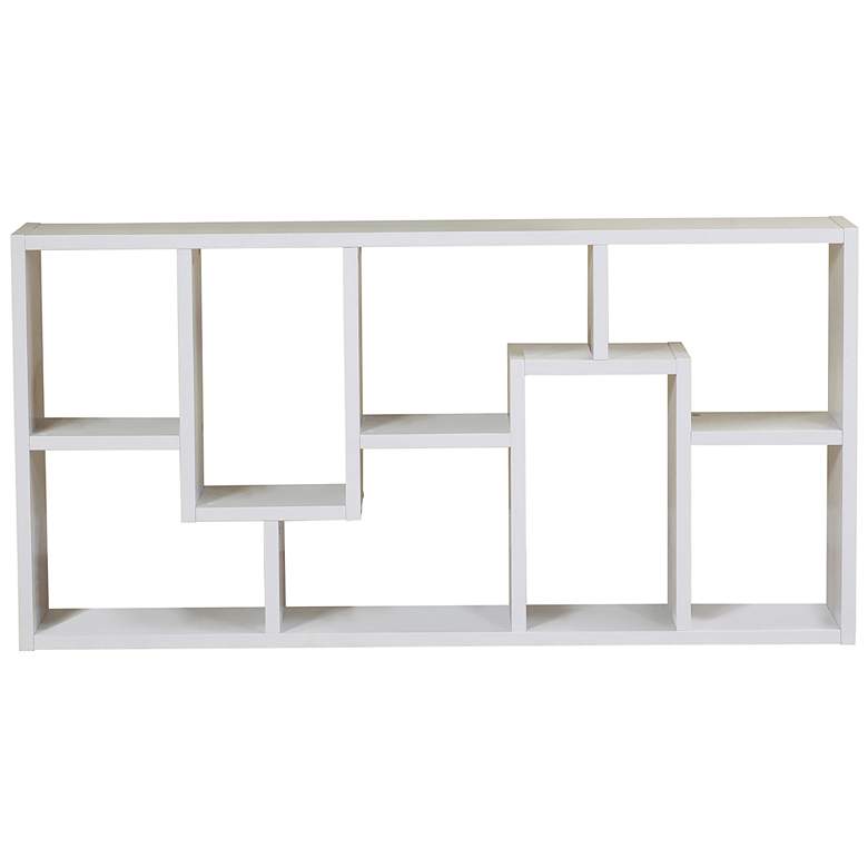 Image 4 Reena 71" High White Wood Modern Geometric Bookcase more views