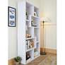 Reena 71" High White Wood Modern Geometric Bookcase in scene