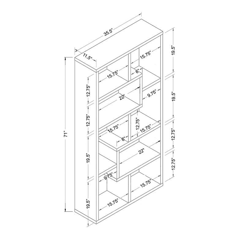 Image 7 Reena 71 inch High White Wood Modern Geometric Bookcase more views