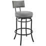 Rees 26 in. Swivel Barstool in Black Finish with Grey Faux Leather