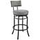 Rees 30 in. Swivel Barstool in Black Finish with Grey Faux Leather
