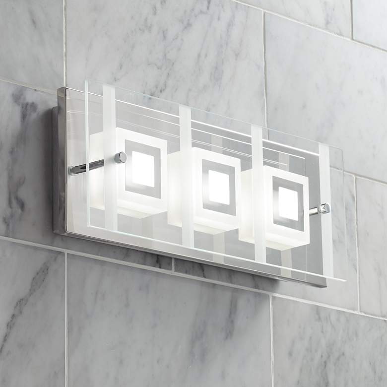 Image 1 Reese 15 1/2" Wide 3-Light Glass LED Bath Light