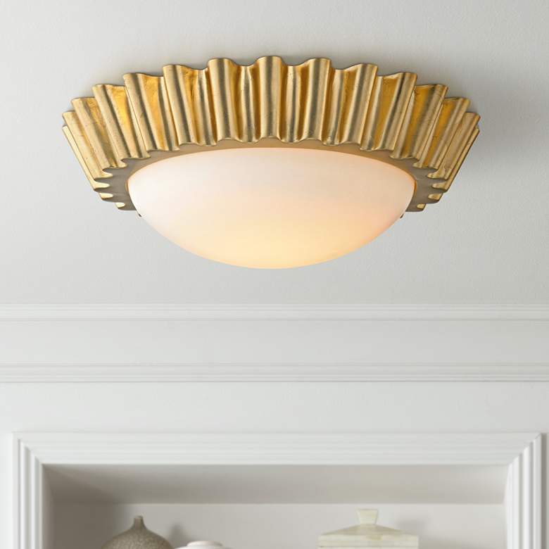 Image 1 Reese 15 1/2" Wide Gold Leaf LED Ceiling Light
