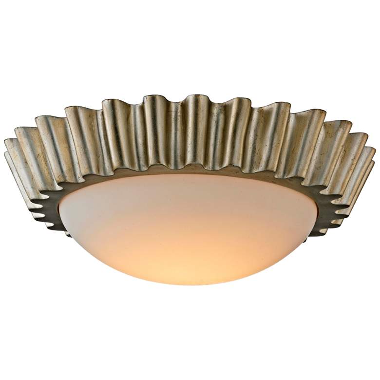 Image 1 Reese 15 1/2" Wide Silver Leaf LED Ceiling Light