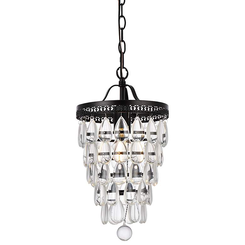 Image 2 Reese 9" Wide Black and Clear Crystal Mini Pendant