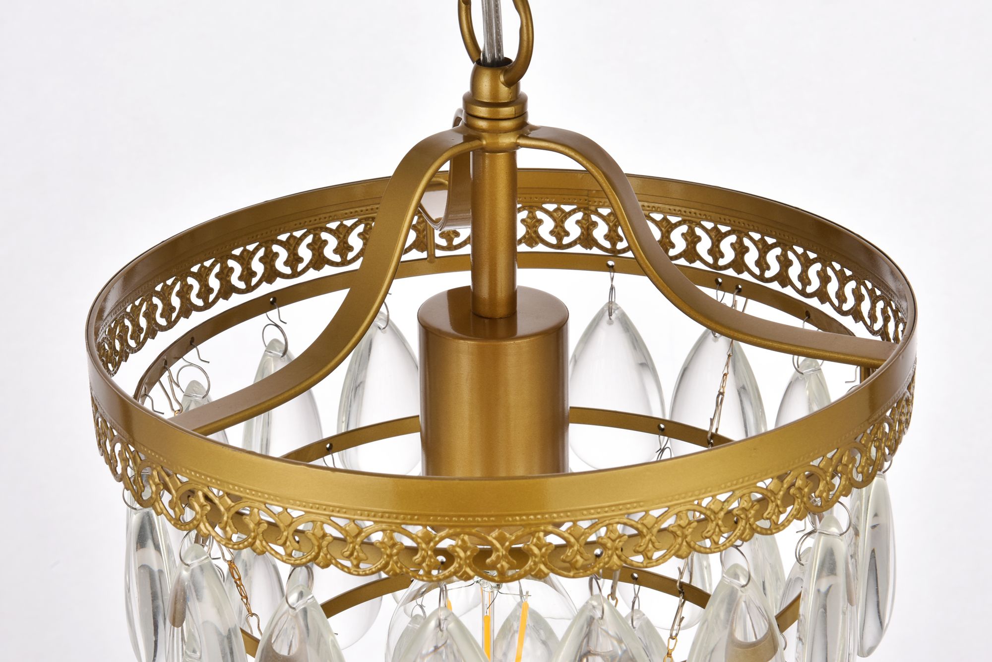 Reese 9" Wide Brass Crystal Mini Pendant in scene