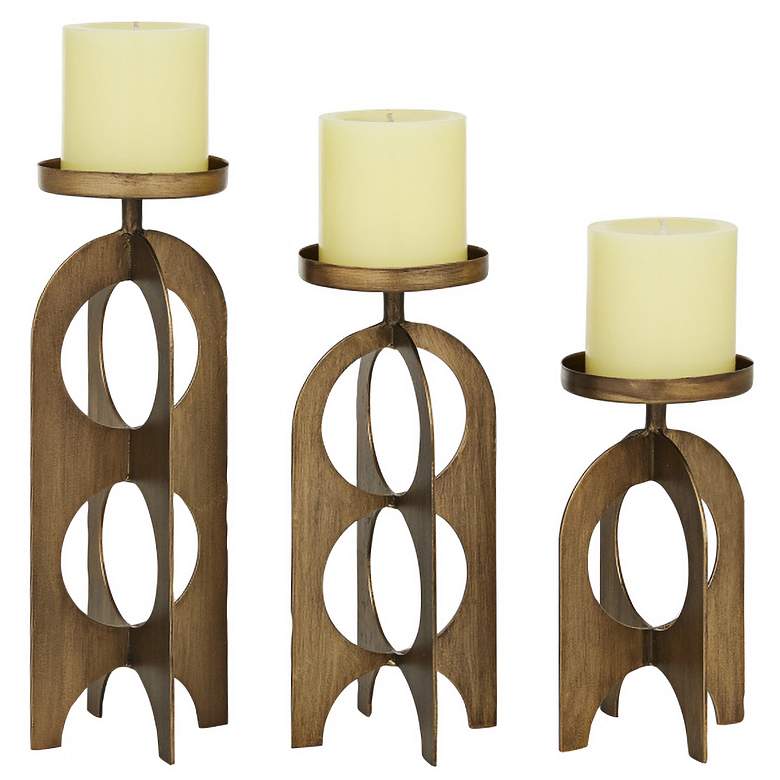 Image 1 Reese Metal Pillar Candle Holders Set of 3