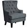 Reese Studio Charcoal Fabric Tufted Nailhead Trim High-Back Accent Chair