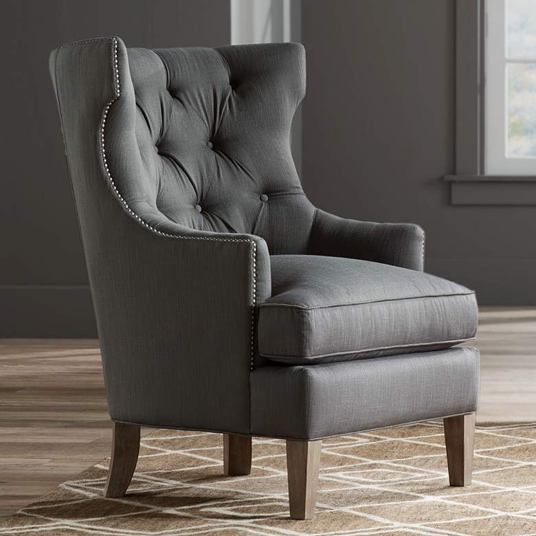 Image 1 Reese Studio Charcoal High-Back Accent Chair