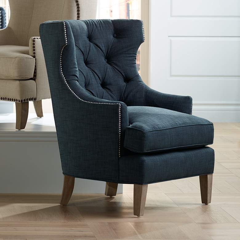 Image 1 Reese Studio Indigo High-Back Accent Chair
