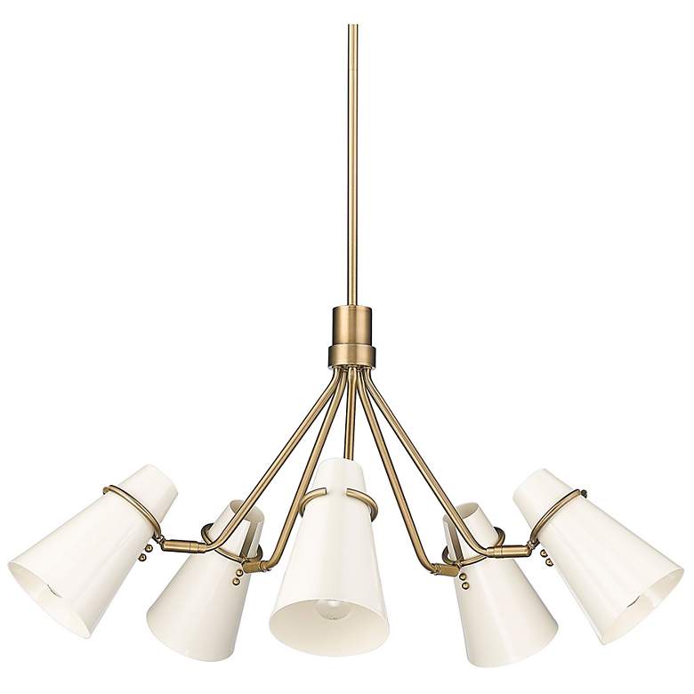 Image 3 Reeva 27 1/2" Wide Modern Brass 5-Light Chandelier
