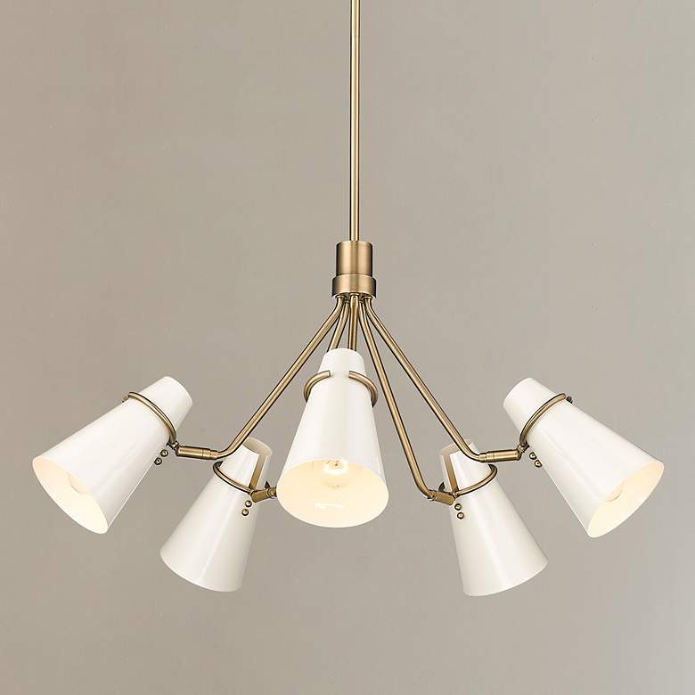 Image 2 Reeva 27 1/2" Wide Modern Brass 5-Light Chandelier