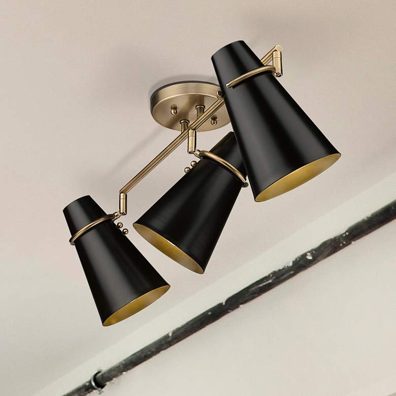 Image 1 Reeva 29 1/4" Wide Modern Brass 3-Light Ceiling Light